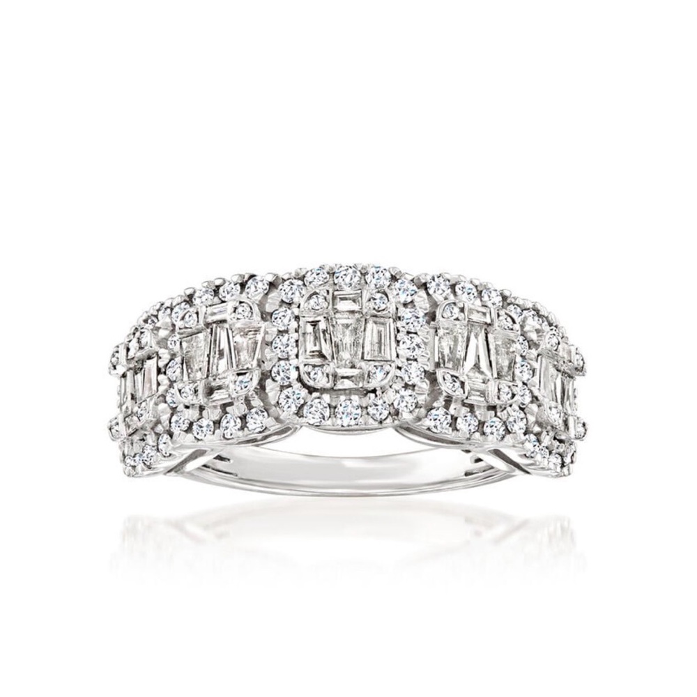 1.00 ct Baguette Diamond Cluster Ring 925 Sterling Silver